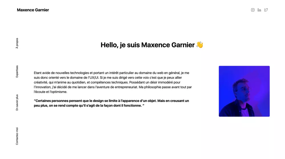 Page d'accueil du projet Maxence Garnier